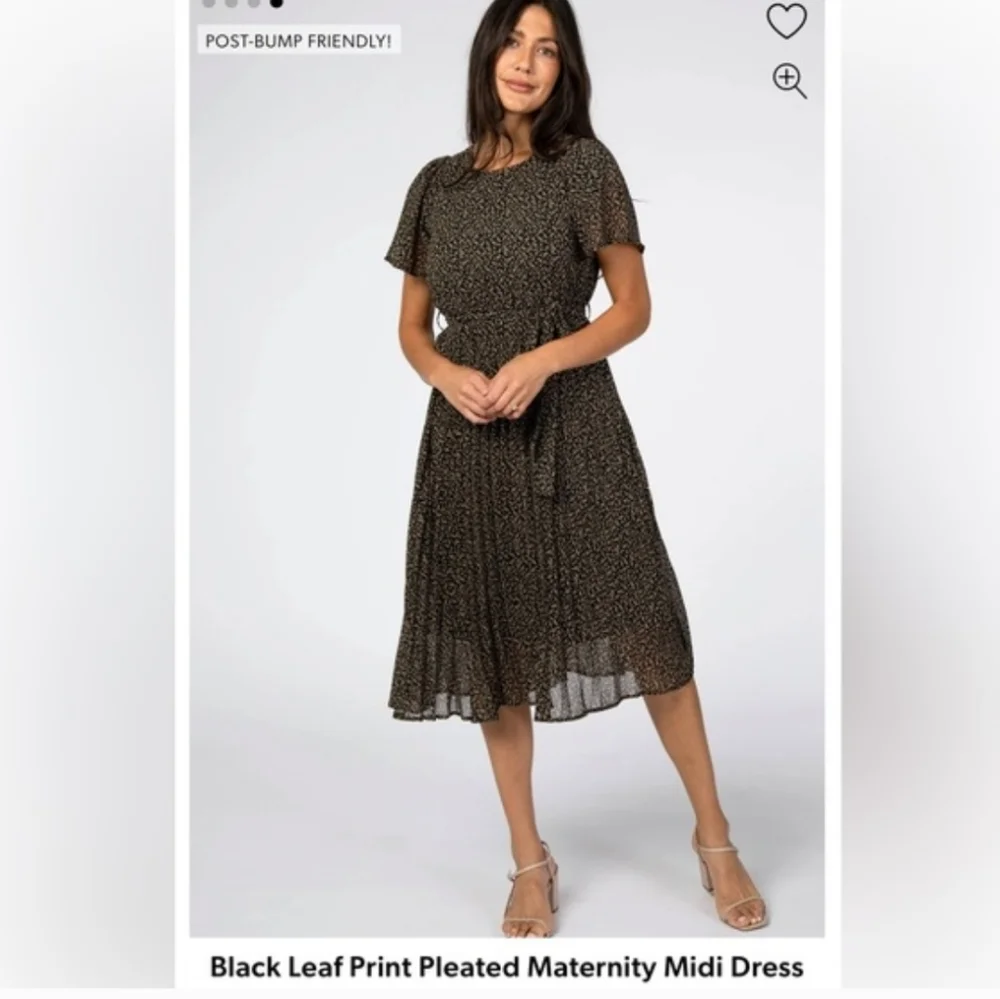 Polagram Maternity Black Floral Midi Dress Size Medium - Picture 2 of 9